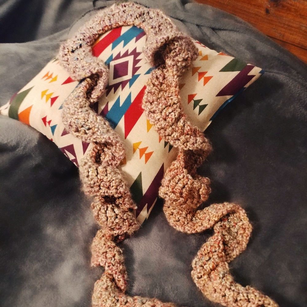 Beautiful Multi-colored Scrolled Knitted Scarf